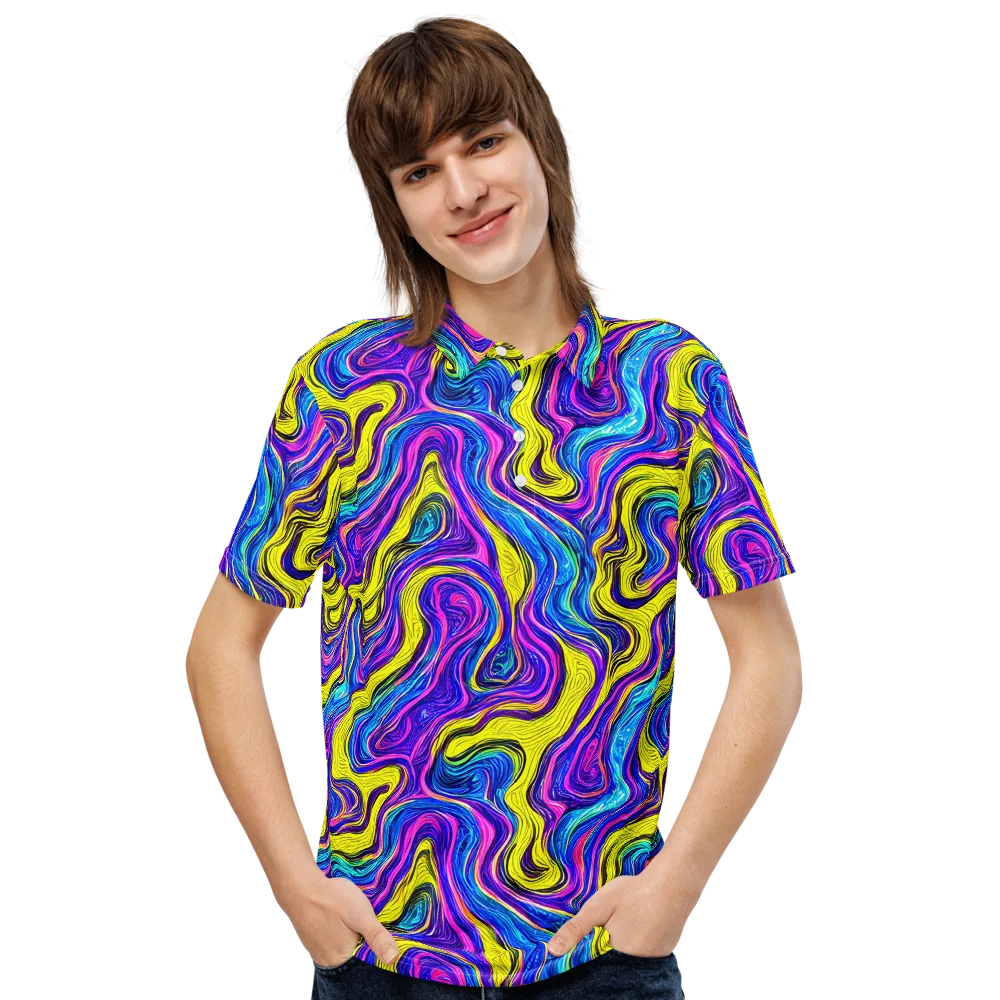 Vivid Whirl on Men's Slim Fit Polo Shirt — Front