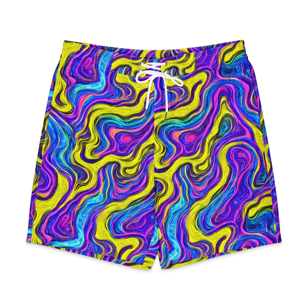Vivid Whirl on Men's Board Shorts — Front