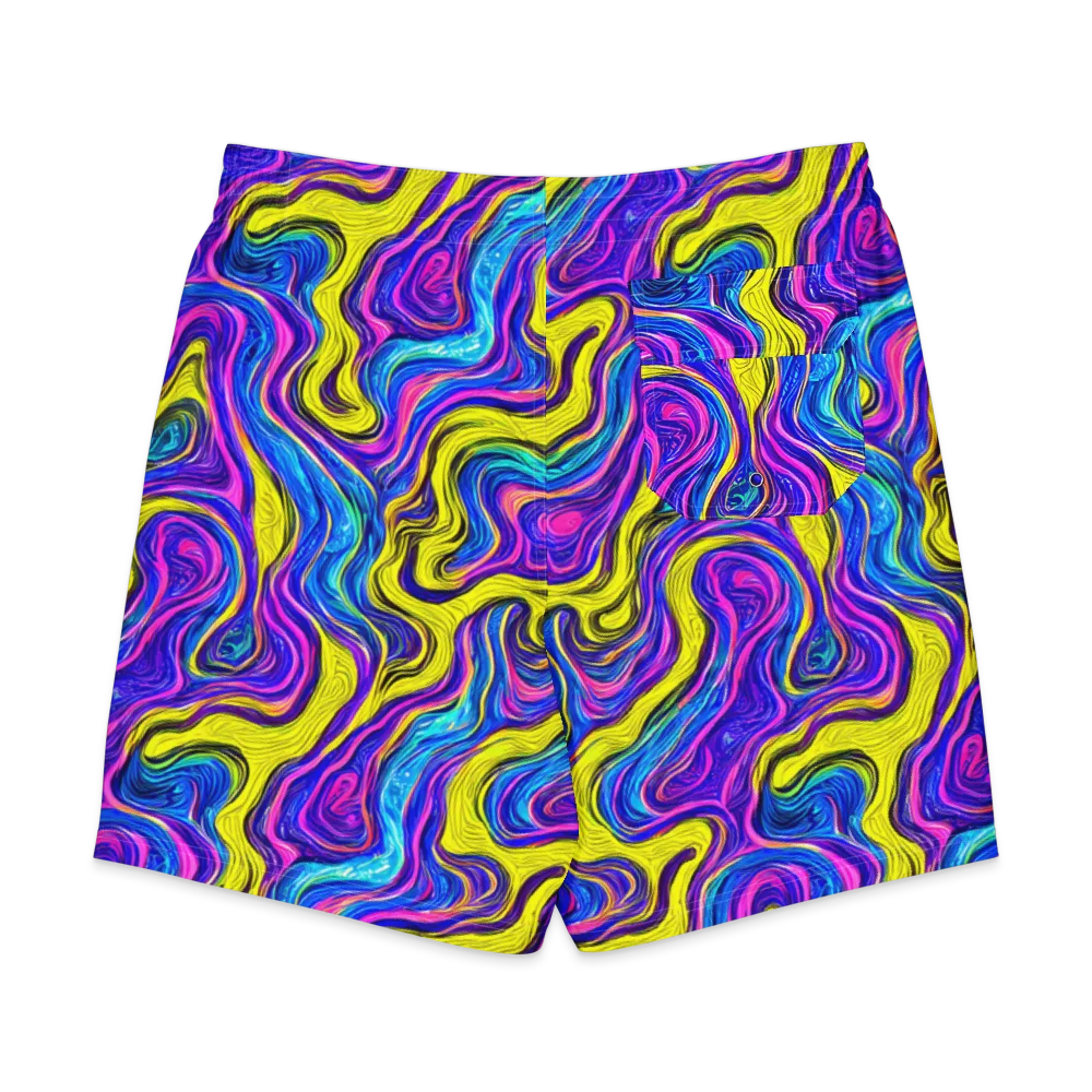 Vivid Whirl on Men's Board Shorts — Back