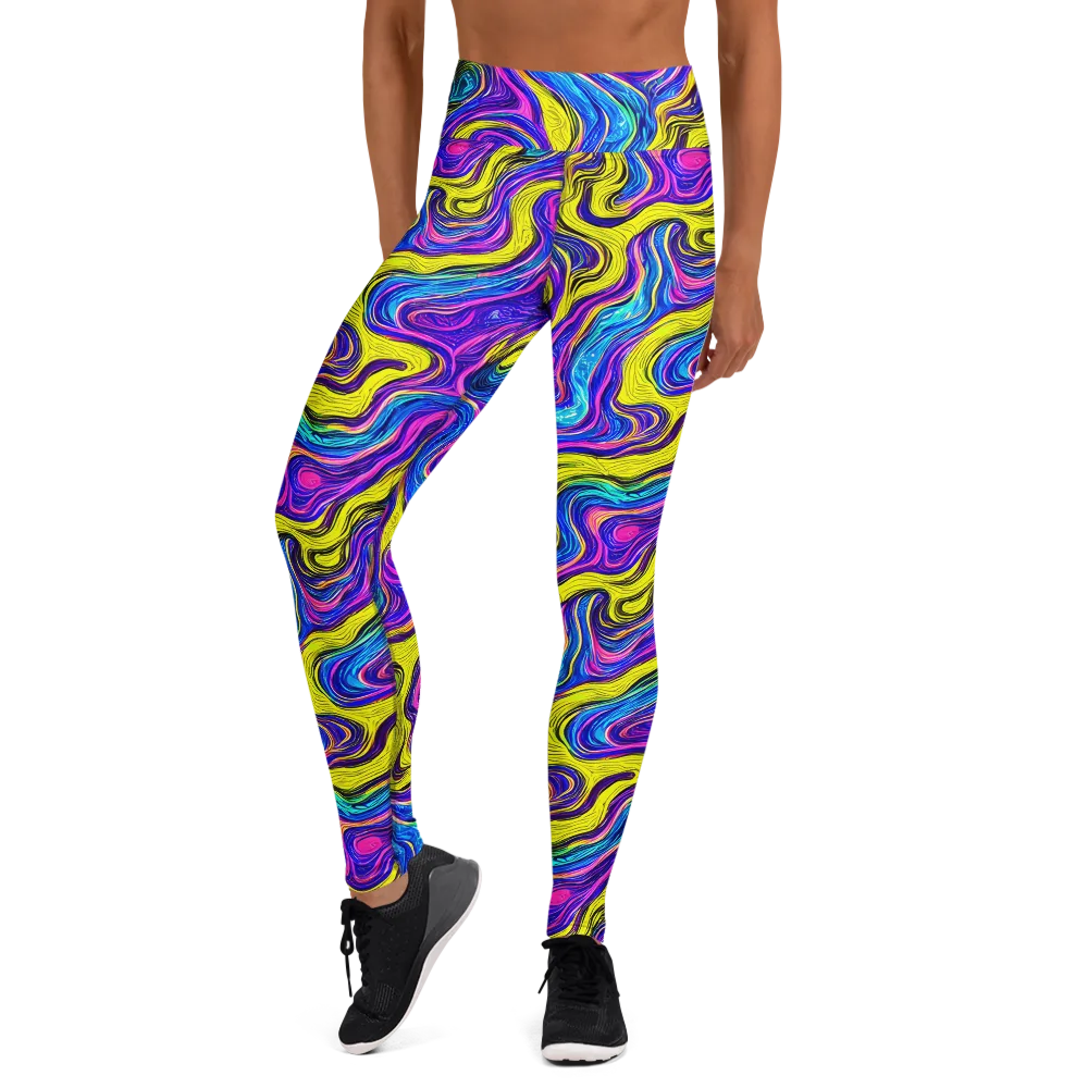 Vivid Whirl on Yoga Leggings — Front