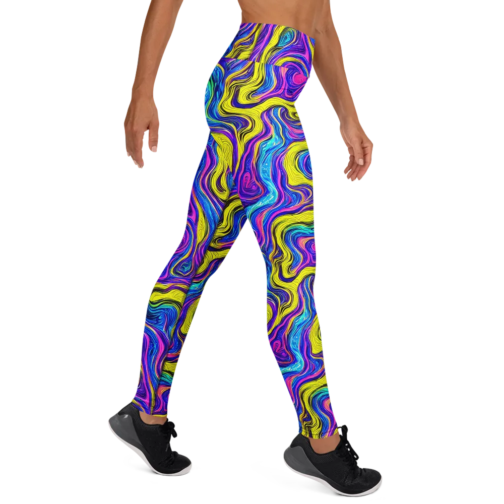 Vivid Whirl on Yoga Leggings — Right