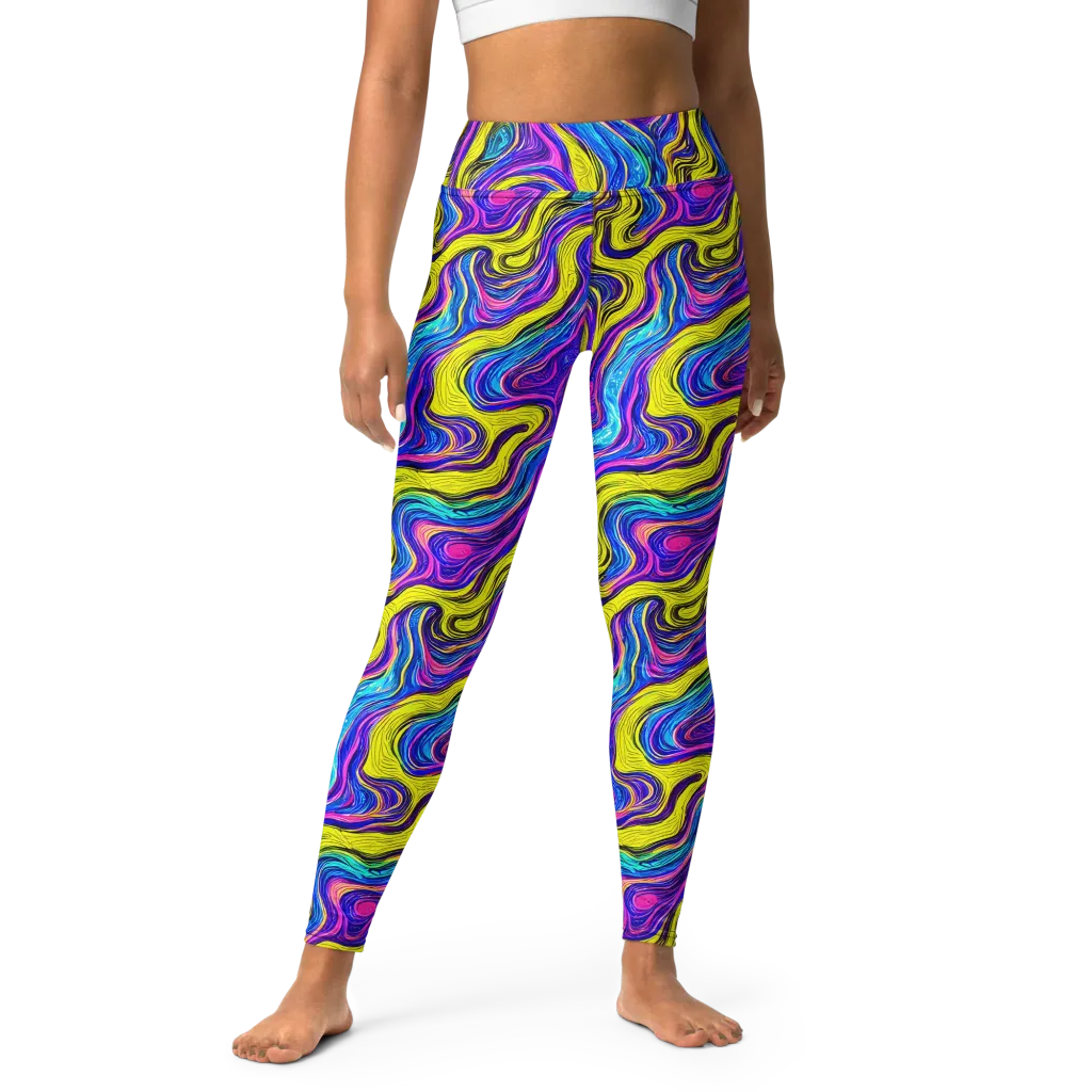 Vivid Whirl on Yoga Leggings — Front