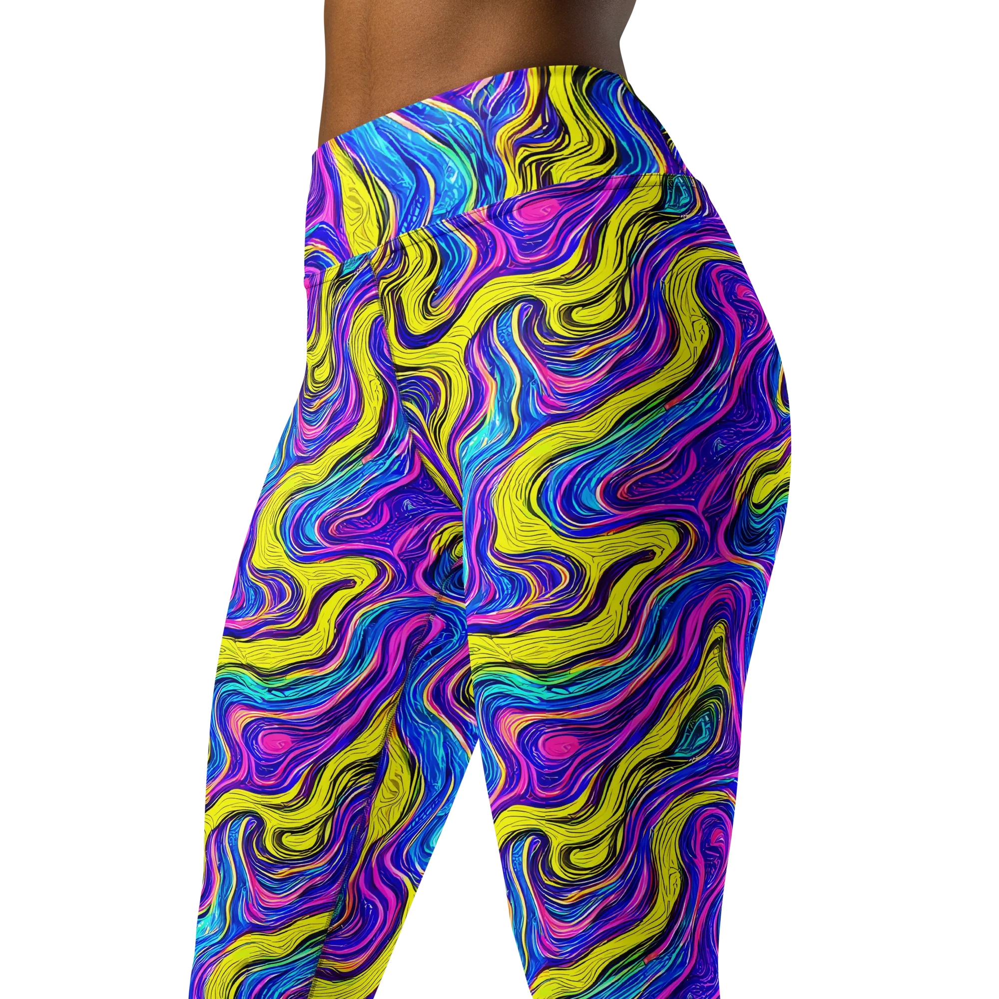 Vivid Whirl on Yoga Leggings — Left Front