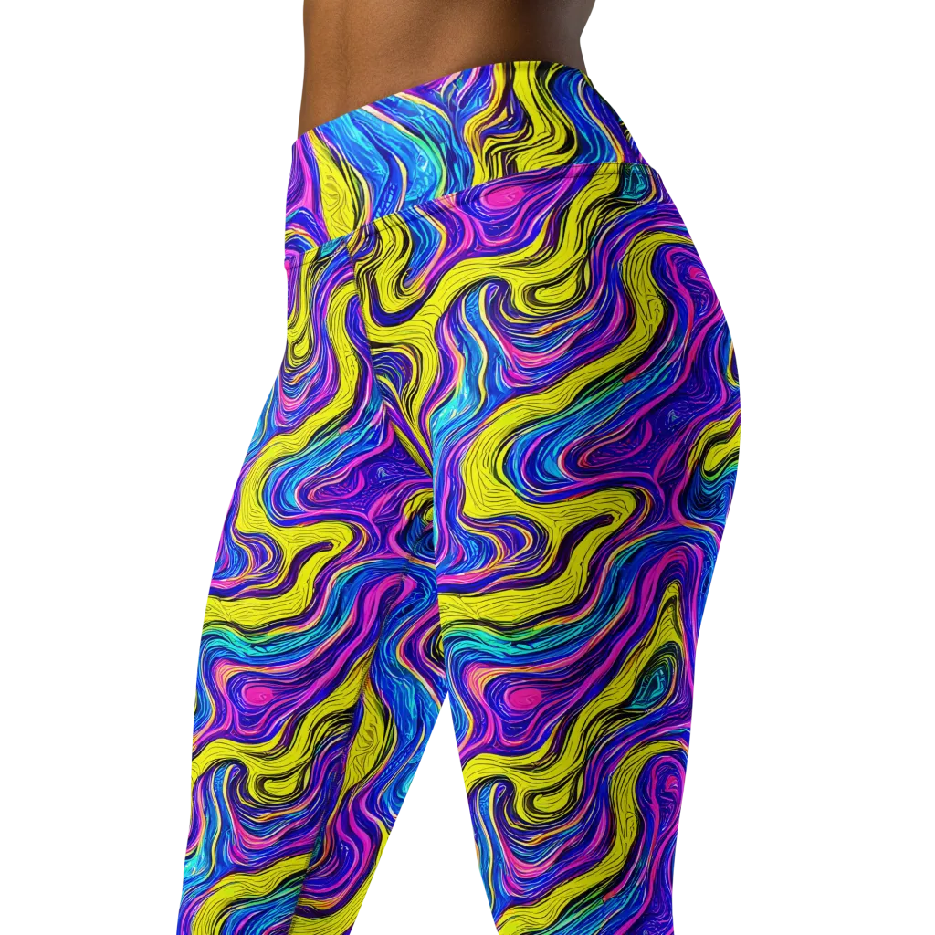 Vivid Whirl on Yoga Leggings — Left Front