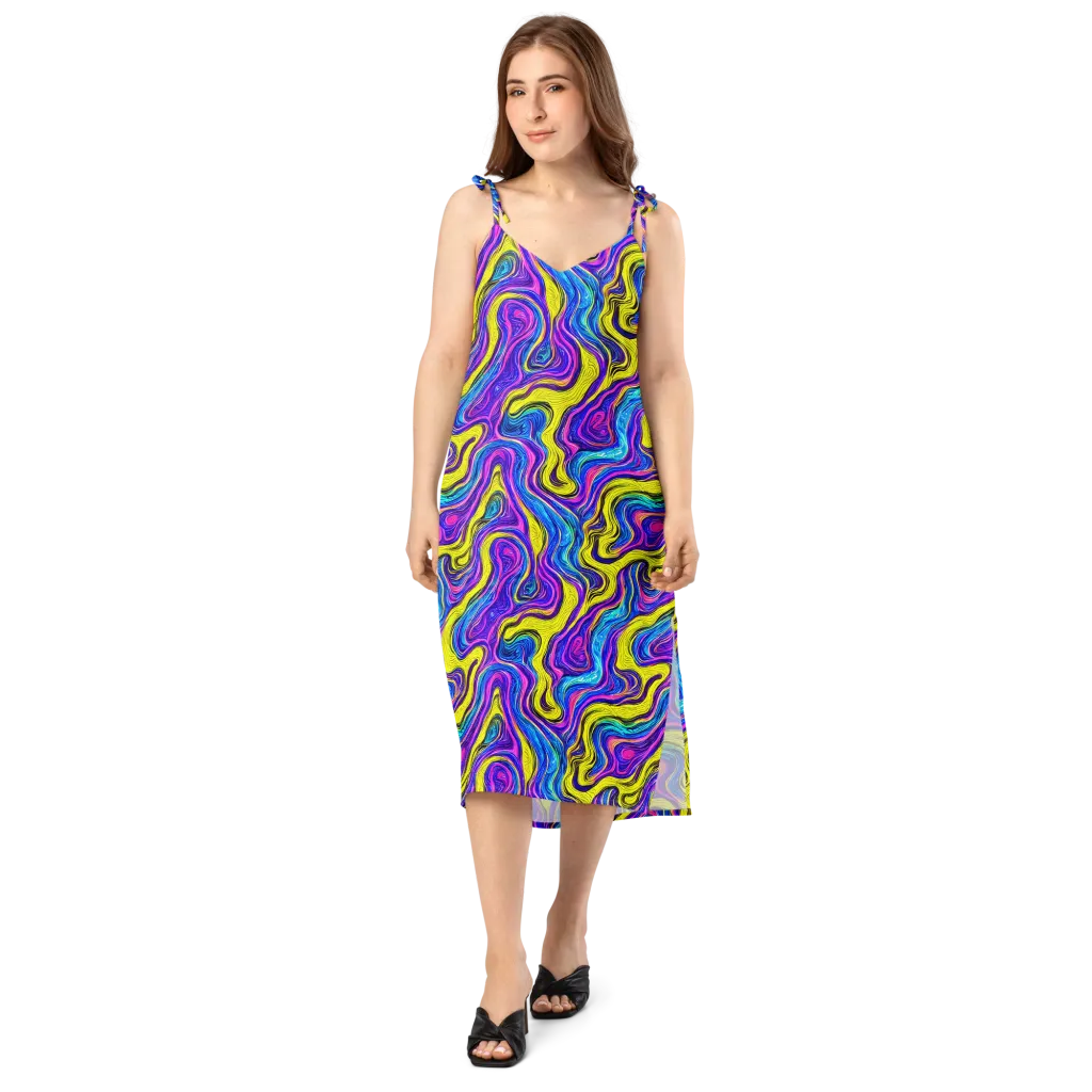 Vivid Whirl on Slip Dress — Front
