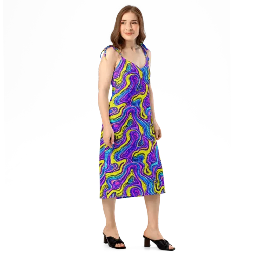 Vivid Whirl on a Slip Dress