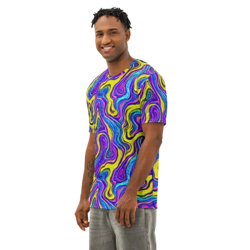 Vivid Whirl on a Men's Cotton Crew Neck T-Shirt
