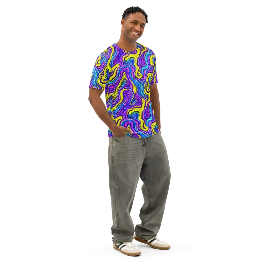 Vivid Whirl on Men's Cotton Crew Neck T-Shirt — Right Front