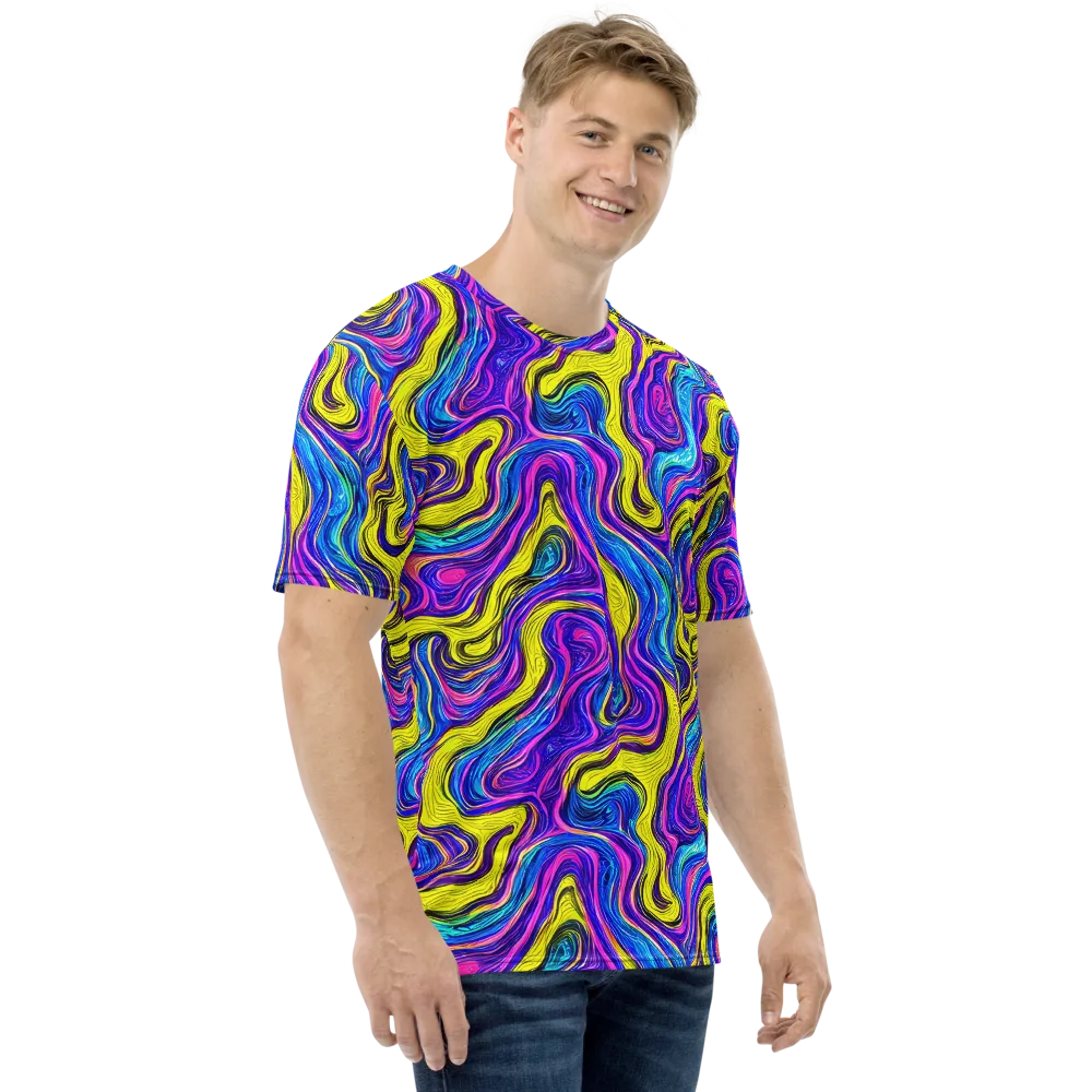 Vivid Whirl on Men's Crew Neck T-Shirt — Right