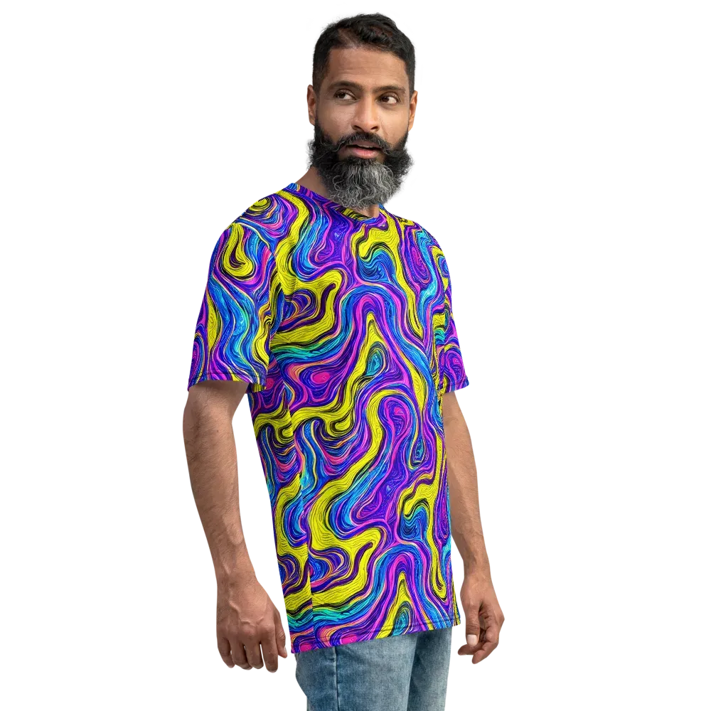Vivid Whirl on Men's Crew Neck T-Shirt — Right
