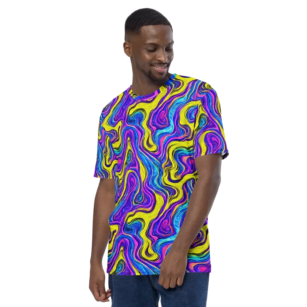Vivid Whirl on Men's Crew Neck T-Shirt — Left
