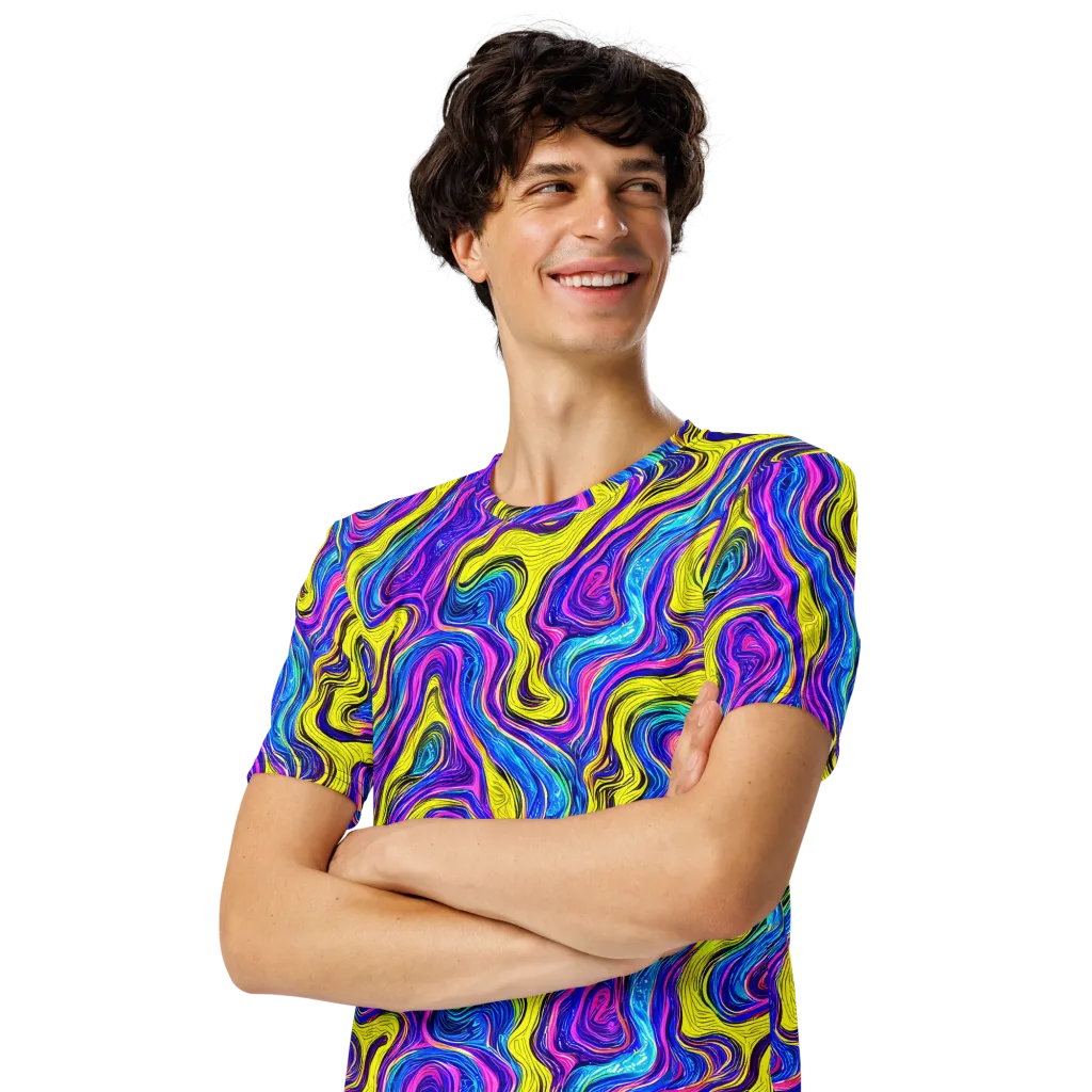 Vivid Whirl on Men's Crew Neck T-Shirt — Left Front