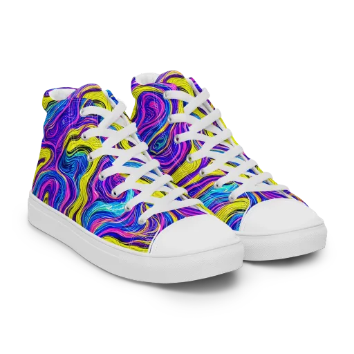 Vivid Whirl on a Men's High Top Canvas Shoes