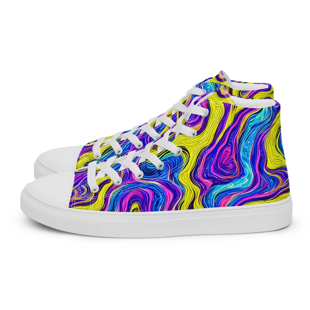 Vivid Whirl on Men's High Top Canvas Shoes — Left