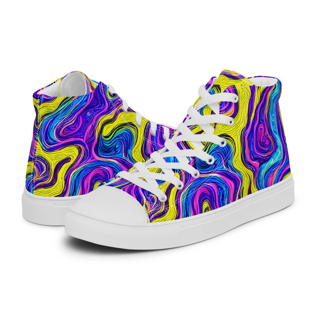 Vivid Whirl on Men's High Top Canvas Shoes — Left