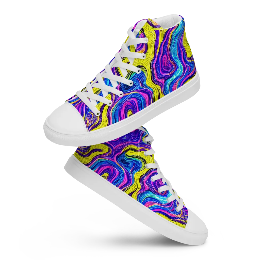 Vivid Whirl on Men's High Top Canvas Shoes — Front