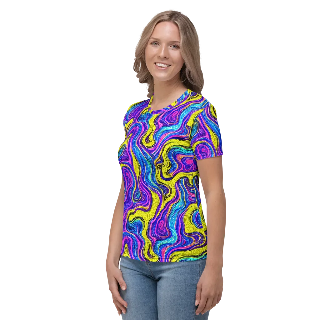 Vivid Whirl on Women's Crew Neck T-Shirt — Left