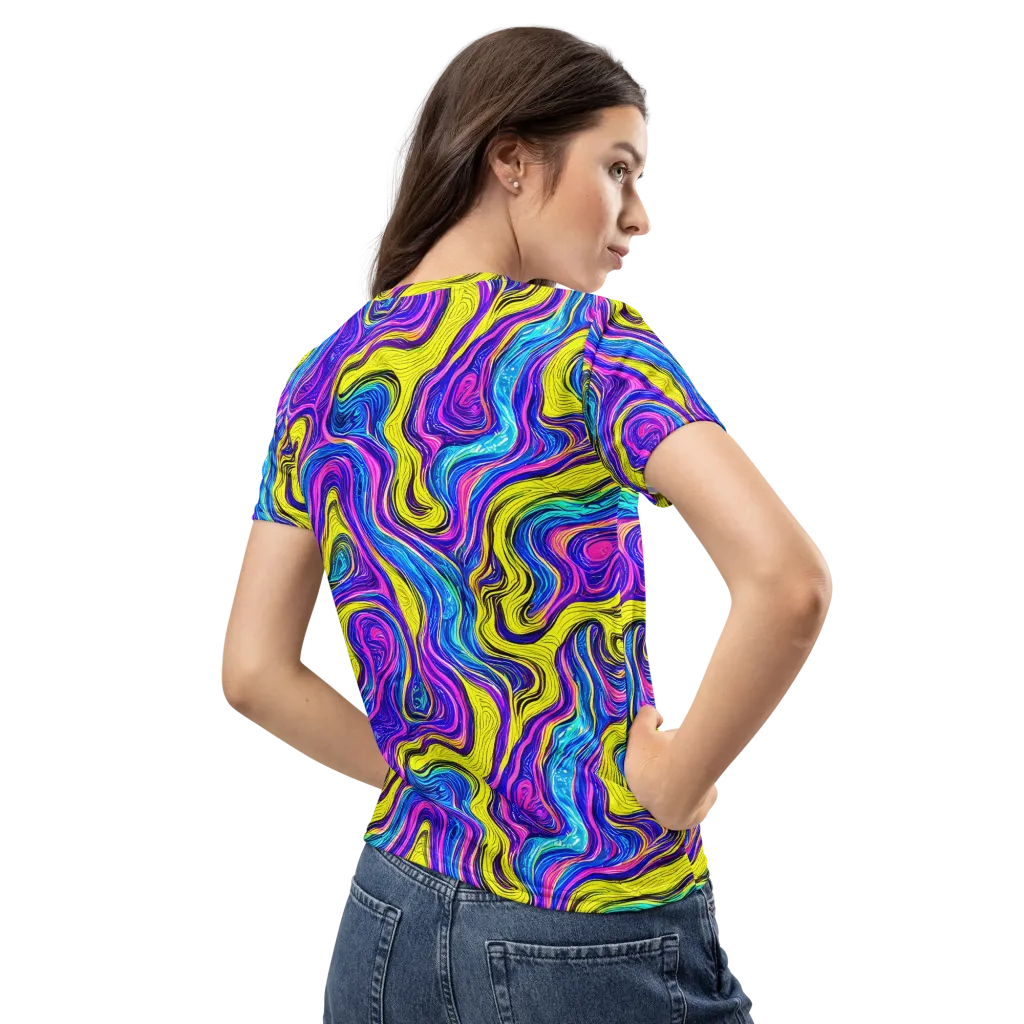 Vivid Whirl on Women's Crew Neck T-Shirt — Back