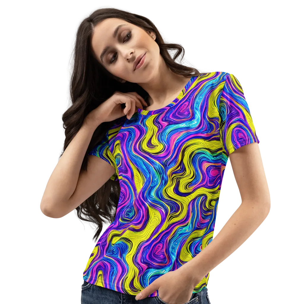 Vivid Whirl on Women's Crew Neck T-Shirt — Left Front