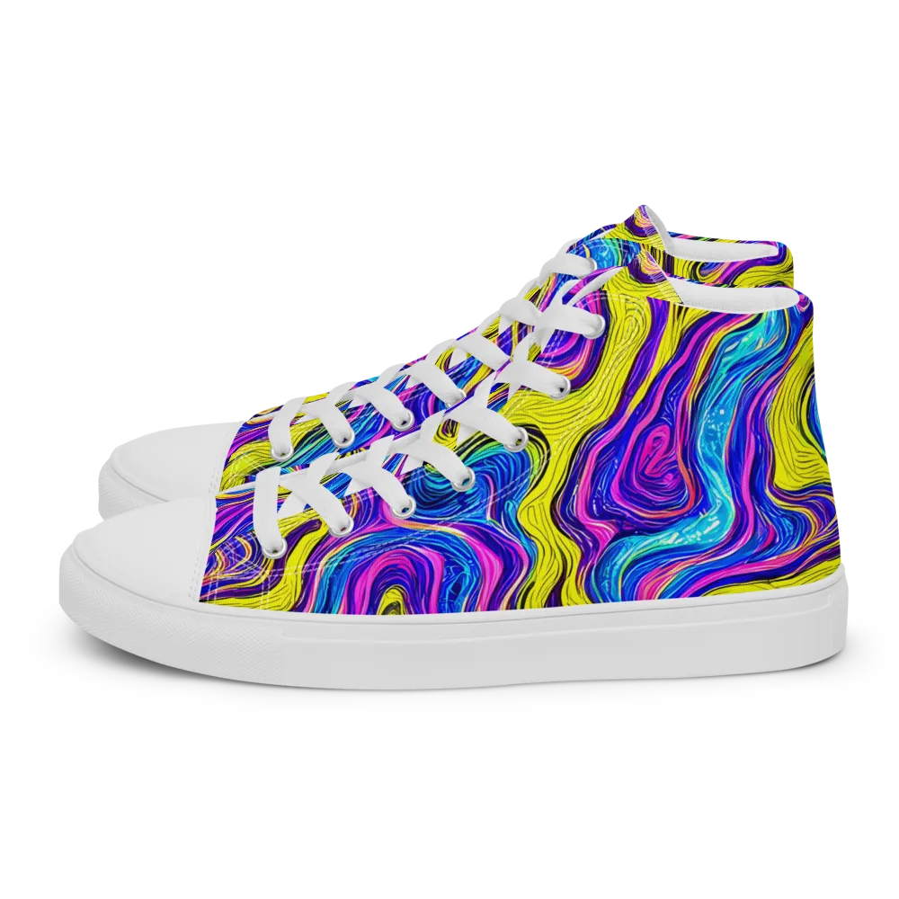 Vivid Whirl on Women's High Top Canvas Shoes — Left