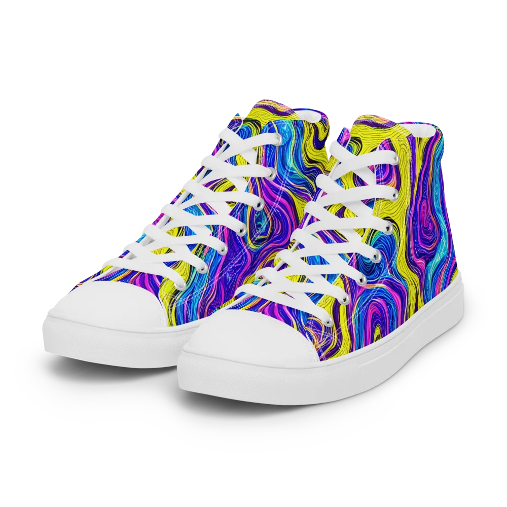 Vivid Whirl on Women's High Top Canvas Shoes — Left Front