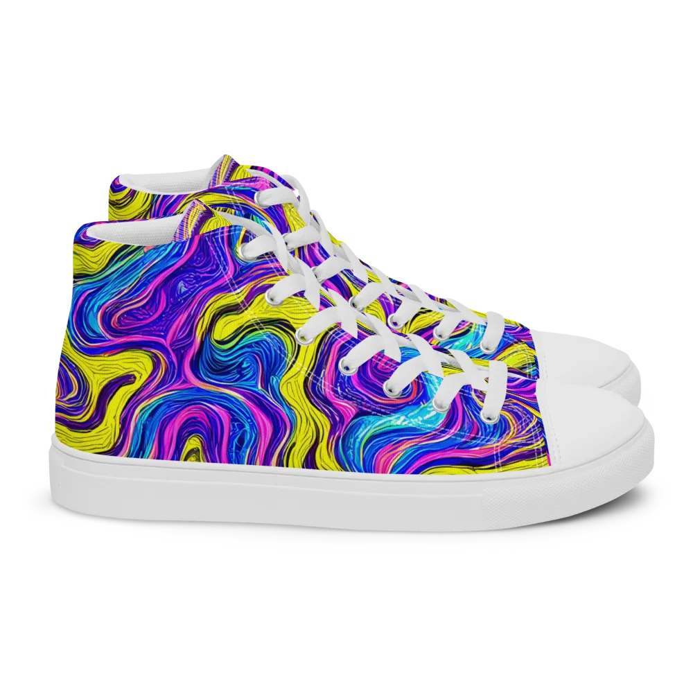 Vivid Whirl on Women's High Top Canvas Shoes — Right