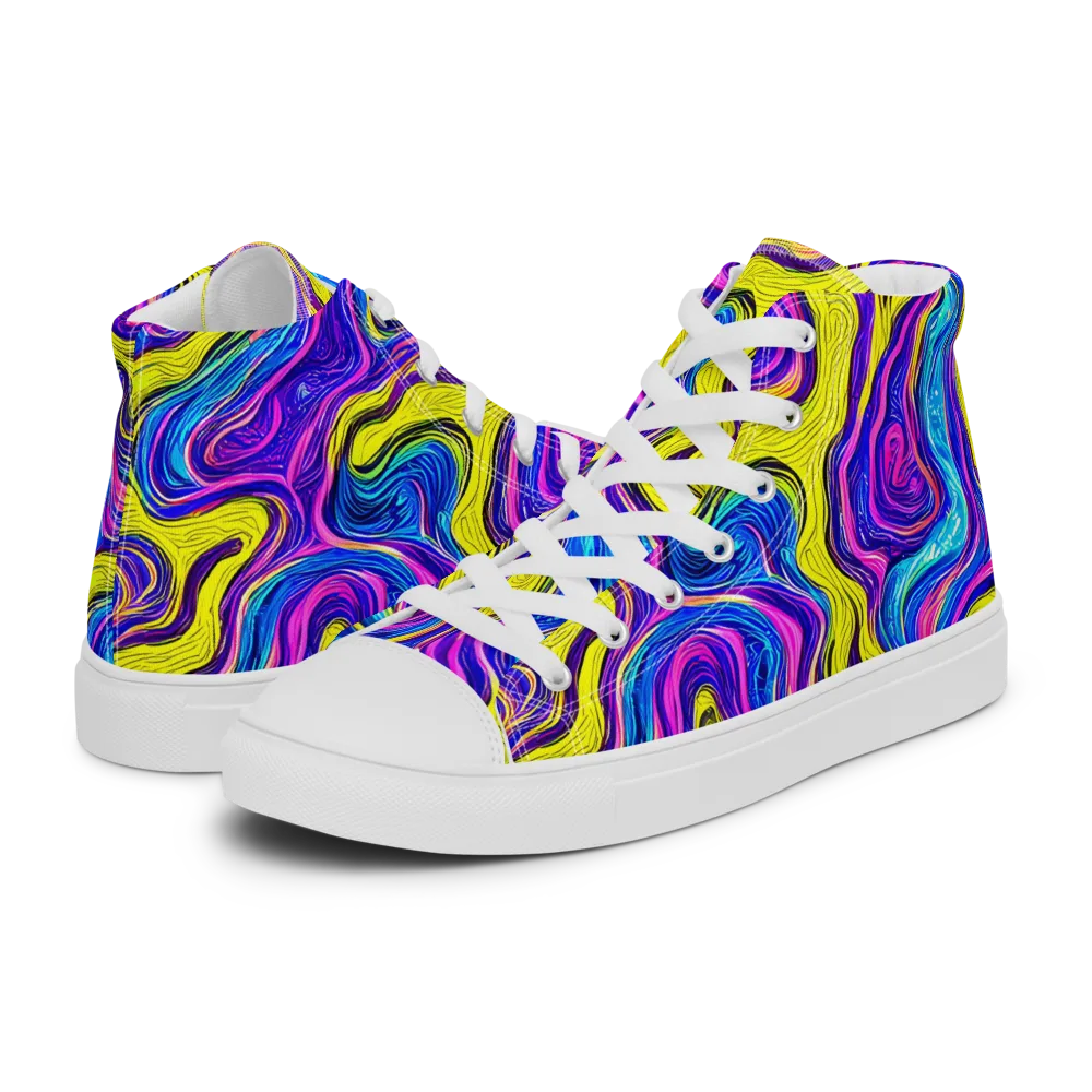 Vivid Whirl on Women's High Top Canvas Shoes — Left