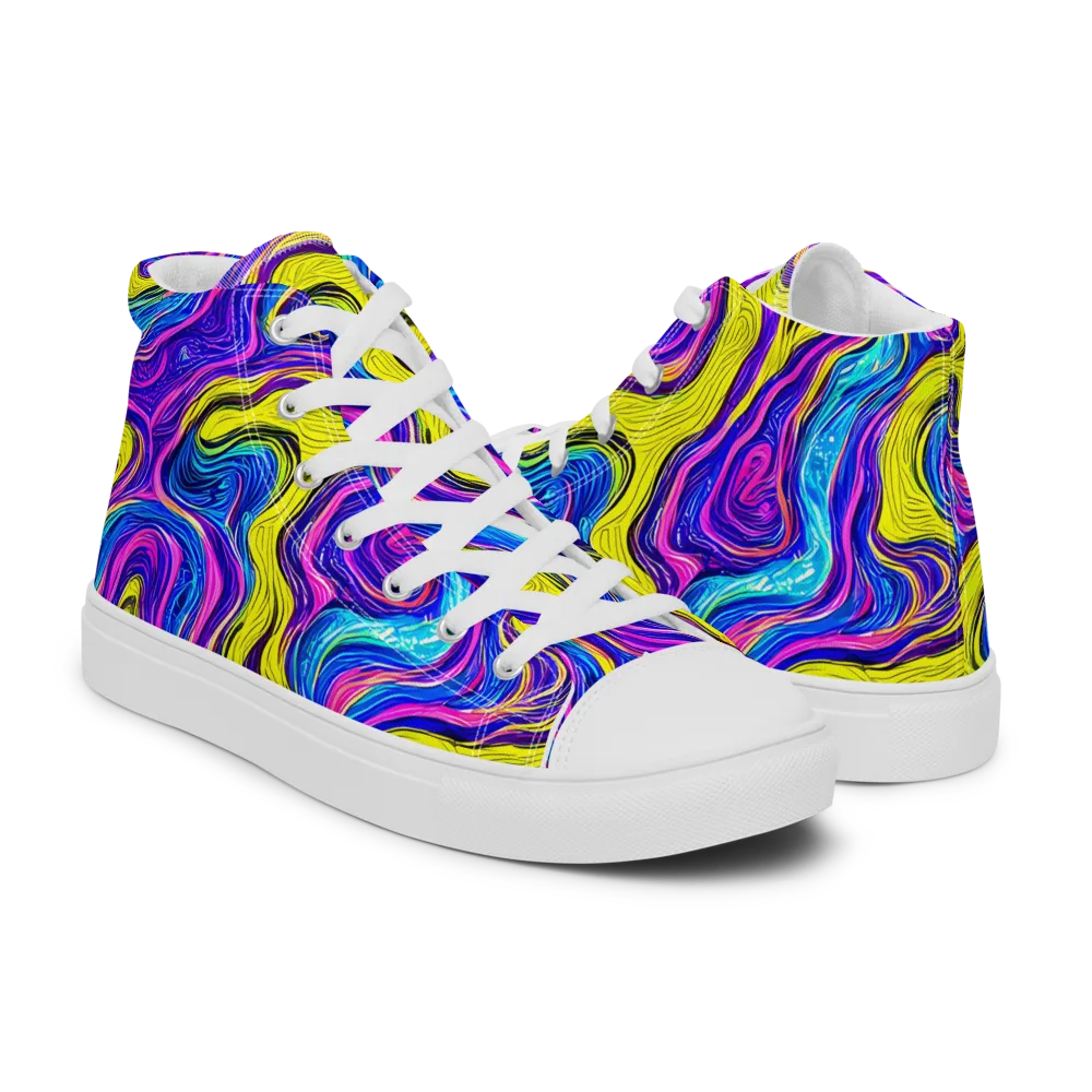 Vivid Whirl on Women's High Top Canvas Shoes — Right