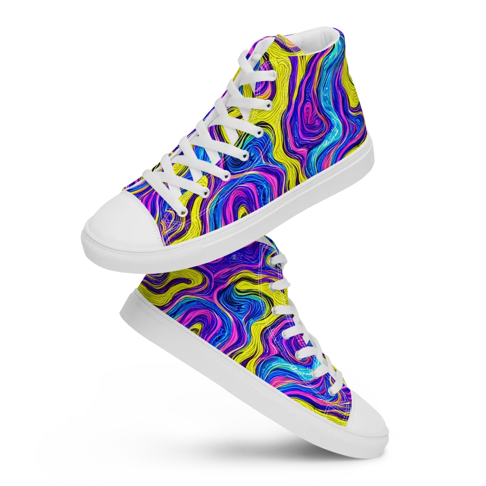 Vivid Whirl on Women's High Top Canvas Shoes — Front