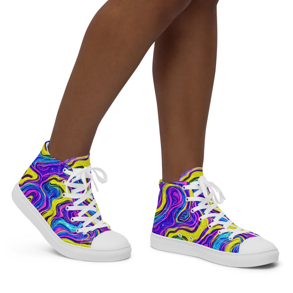 Vivid Whirl on Women's High Top Canvas Shoes — Right