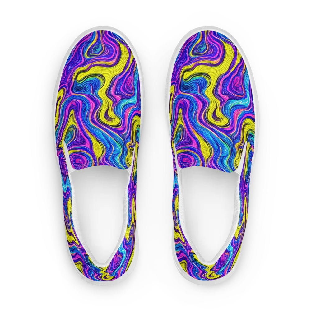 Vivid Whirl on Men's Slip-On Canvas Shoes — Front