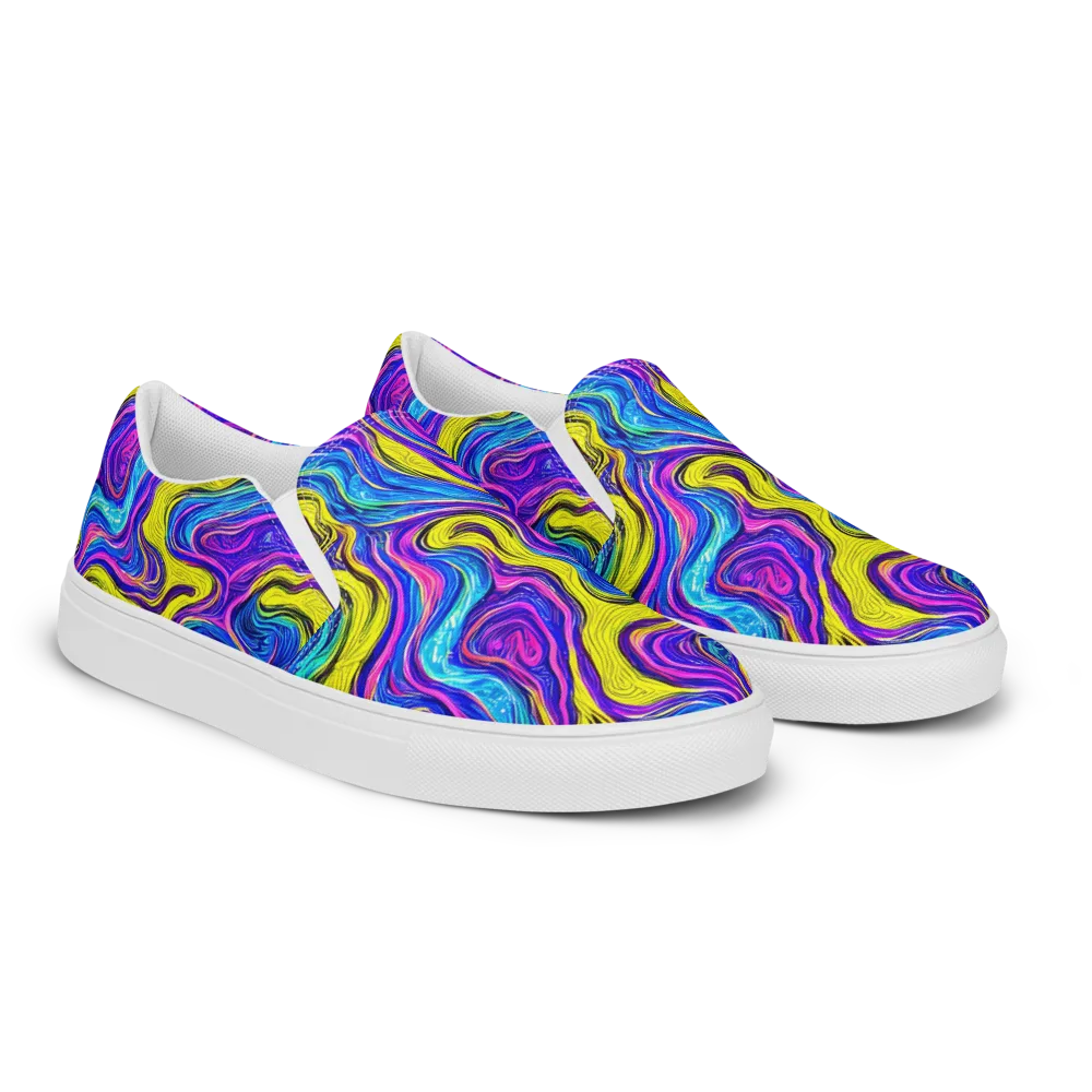 Vivid Whirl on Men's Slip-On Canvas Shoes — Right Front