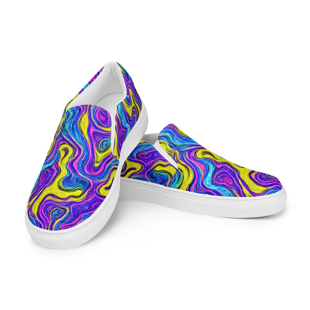 Vivid Whirl on Men's Slip-On Canvas Shoes — Left Front