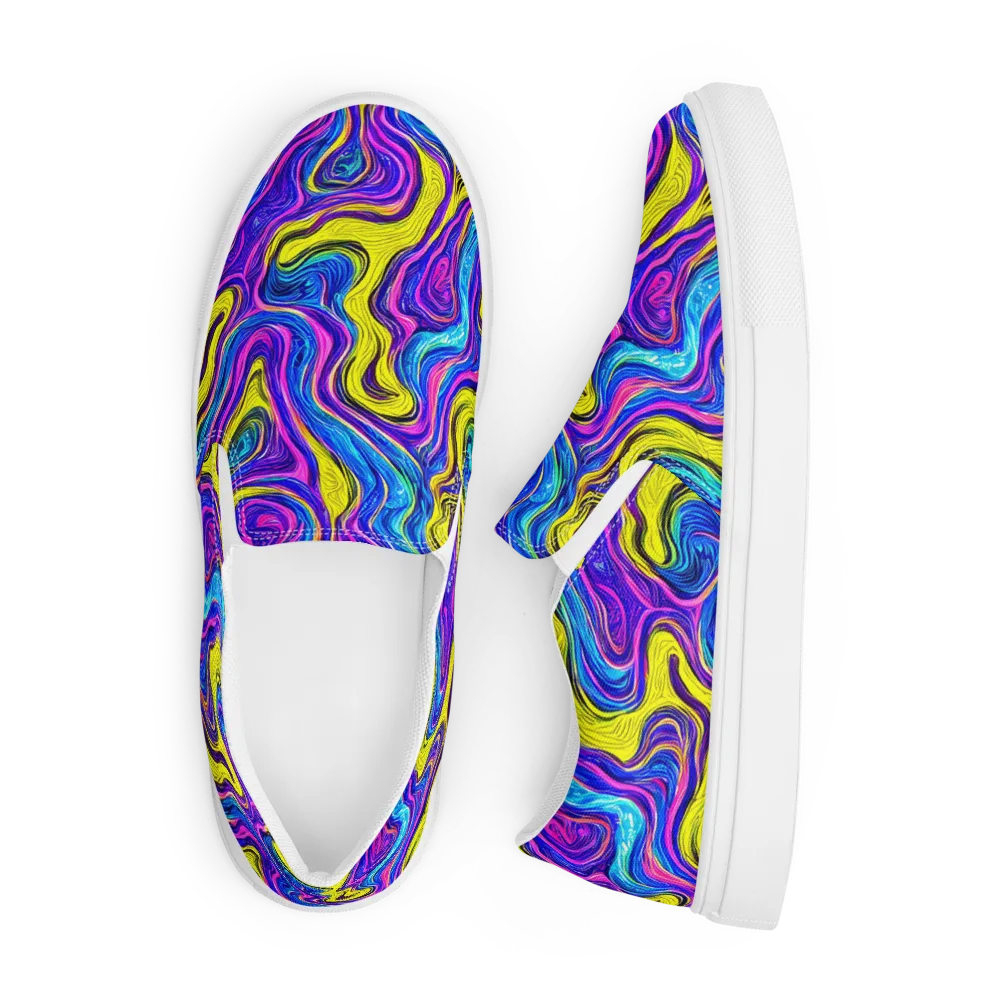Vivid Whirl on Men's Slip-On Canvas Shoes — Front