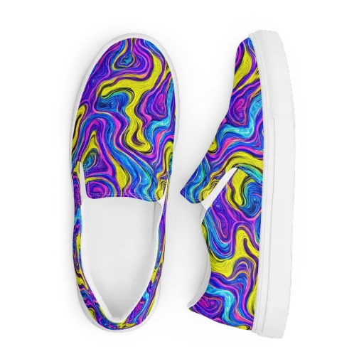 Vivid Whirl on a Men's Slip-On Canvas Shoes
