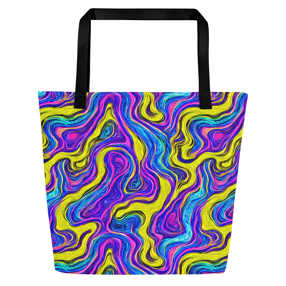 Vivid Whirl on Large Tote Bag W/ Pocket — Front