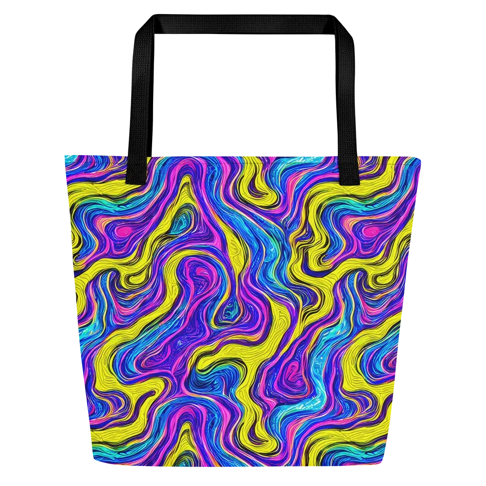 Vivid Whirl on Large Tote Bag W/ Pocket — Front