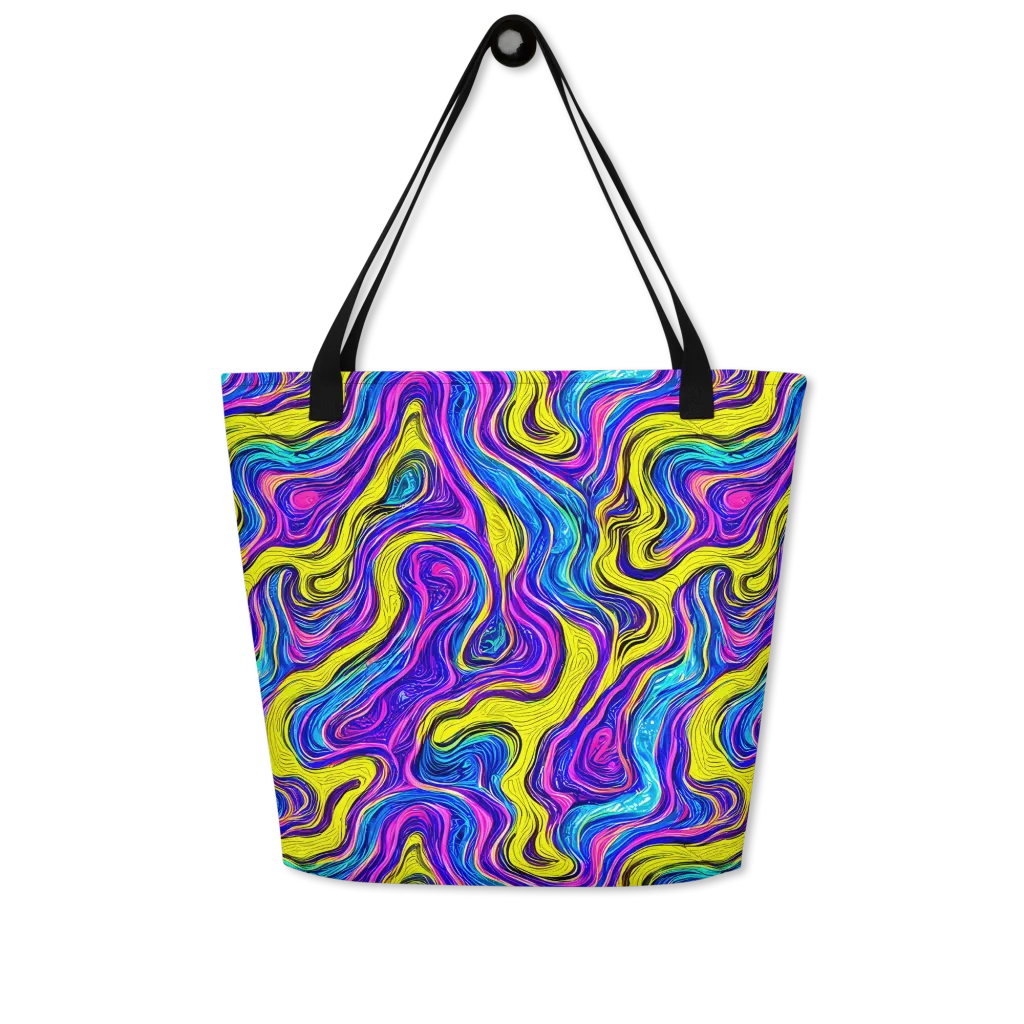 Vivid Whirl on Large Tote Bag W/ Pocket — Front