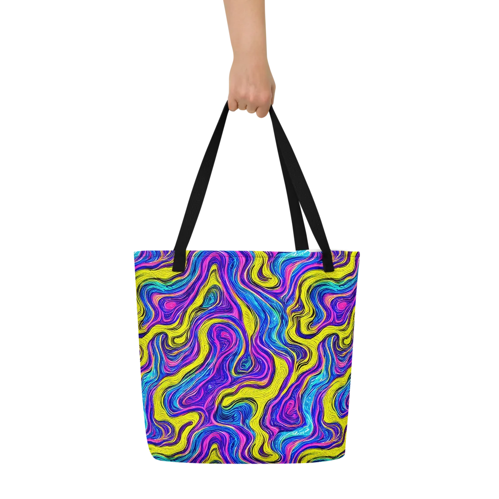 Vivid Whirl on Large Tote Bag W/ Pocket — Front