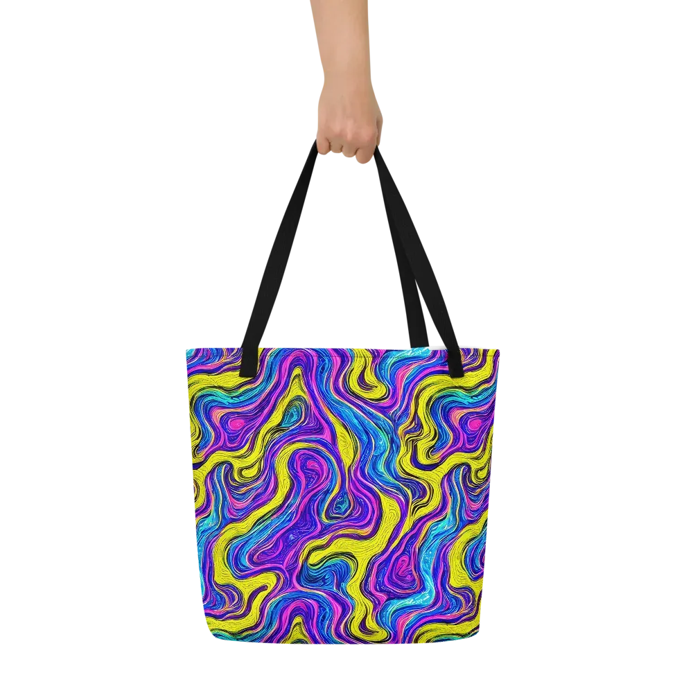 Vivid Whirl on Large Tote Bag W/ Pocket — Front