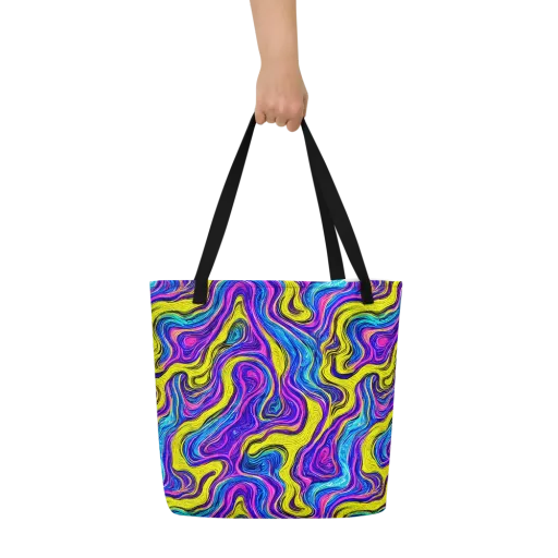 Vivid Whirl on a Large Tote Bag W/ Pocket