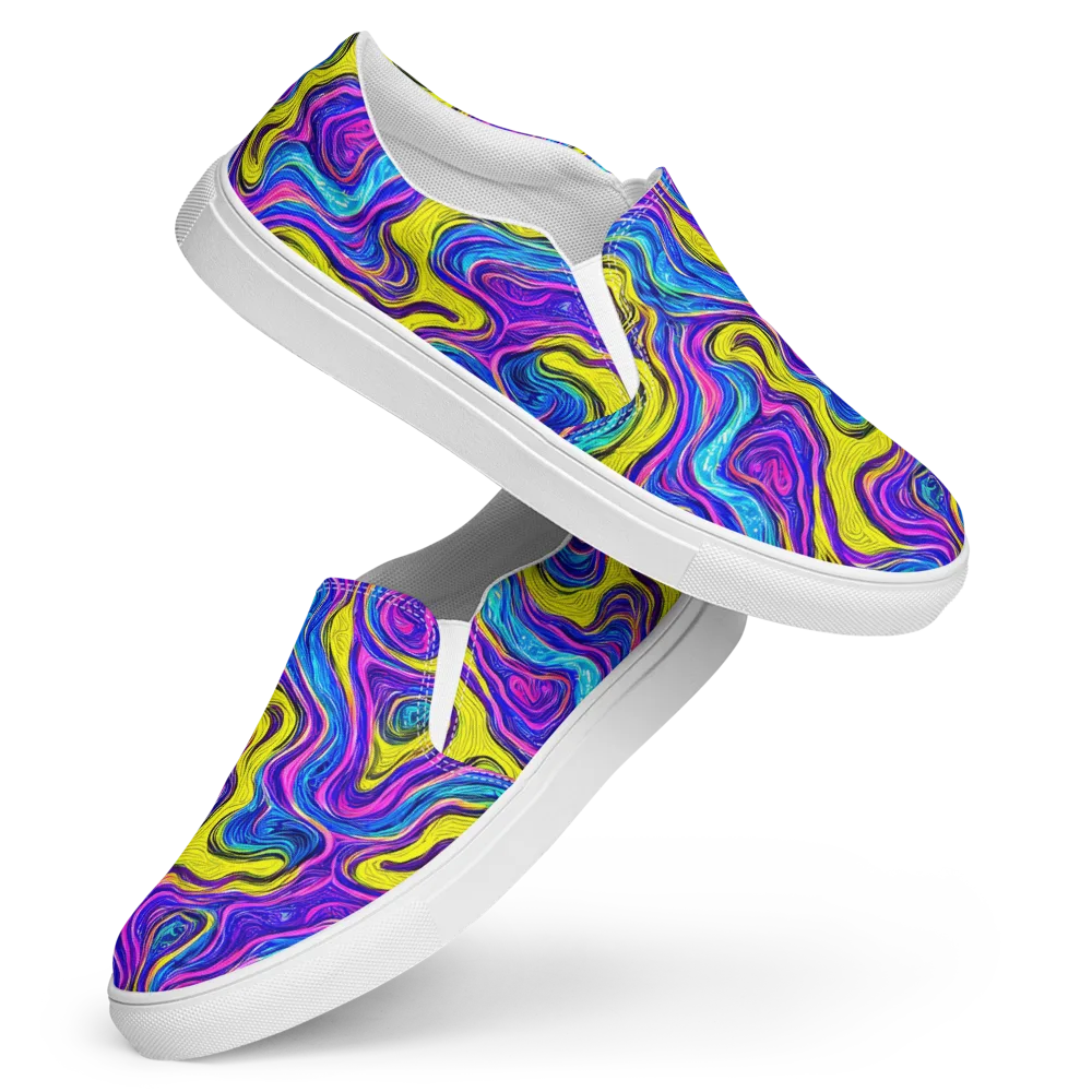Vivid Whirl on Women's Slip-On Canvas Shoes — Front