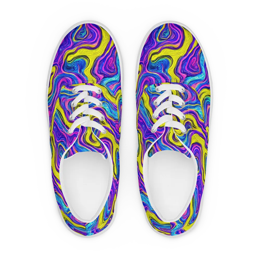 Vivid Whirl on Men's Lace-Up Canvas Shoes — Front