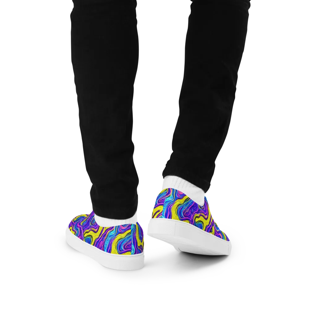 Vivid Whirl on Men's Lace-Up Canvas Shoes — Back