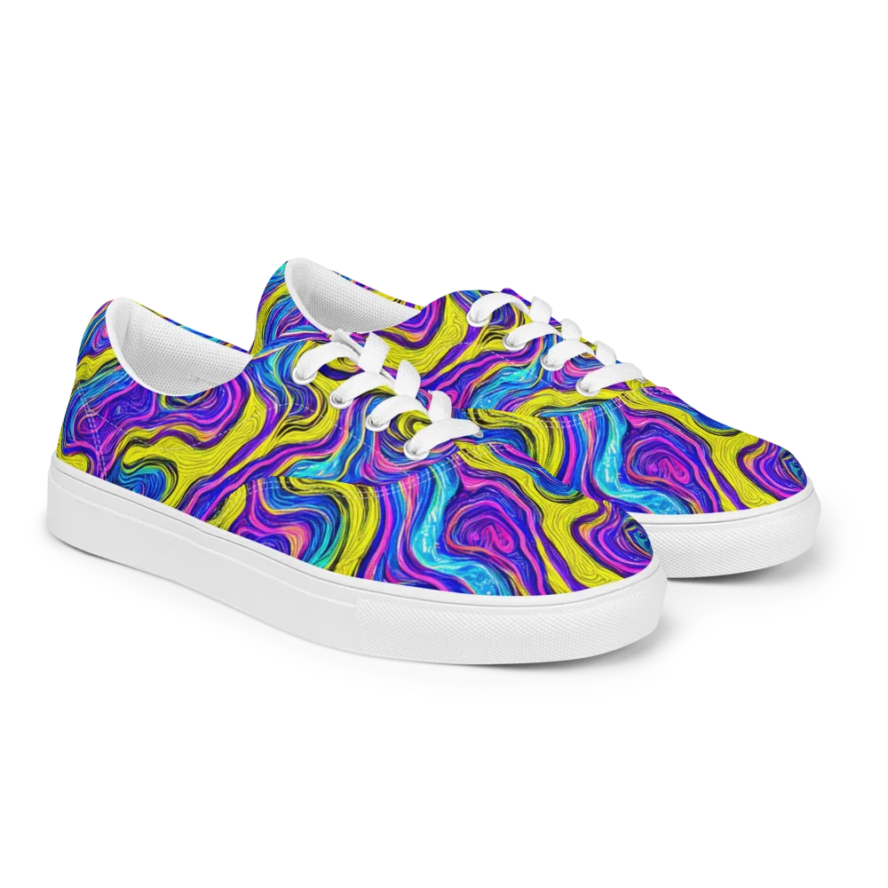 Vivid Whirl on Men's Lace-Up Canvas Shoes — Right Front