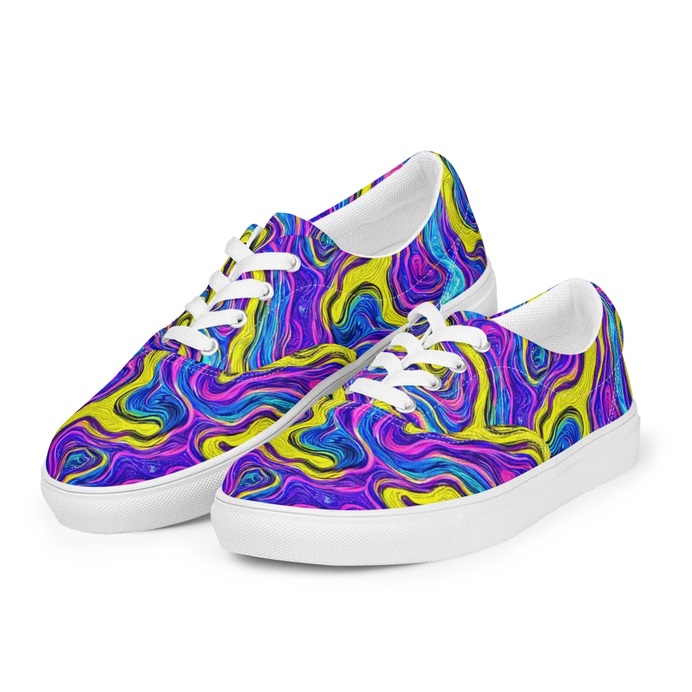 Vivid Whirl on Men's Lace-Up Canvas Shoes — Left Front