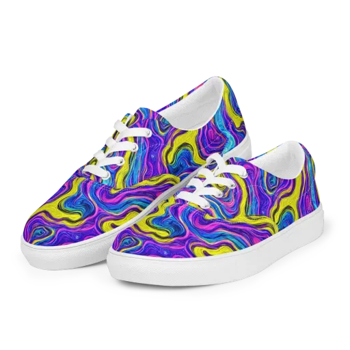 Vivid Whirl on a Men's Lace-Up Canvas Shoes