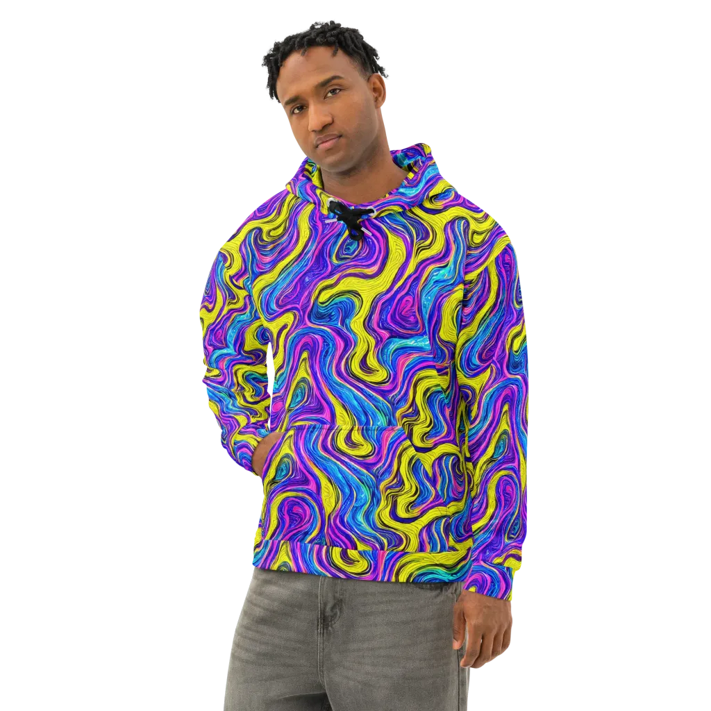 Vivid Whirl on Cotton Hoodie — Left Front