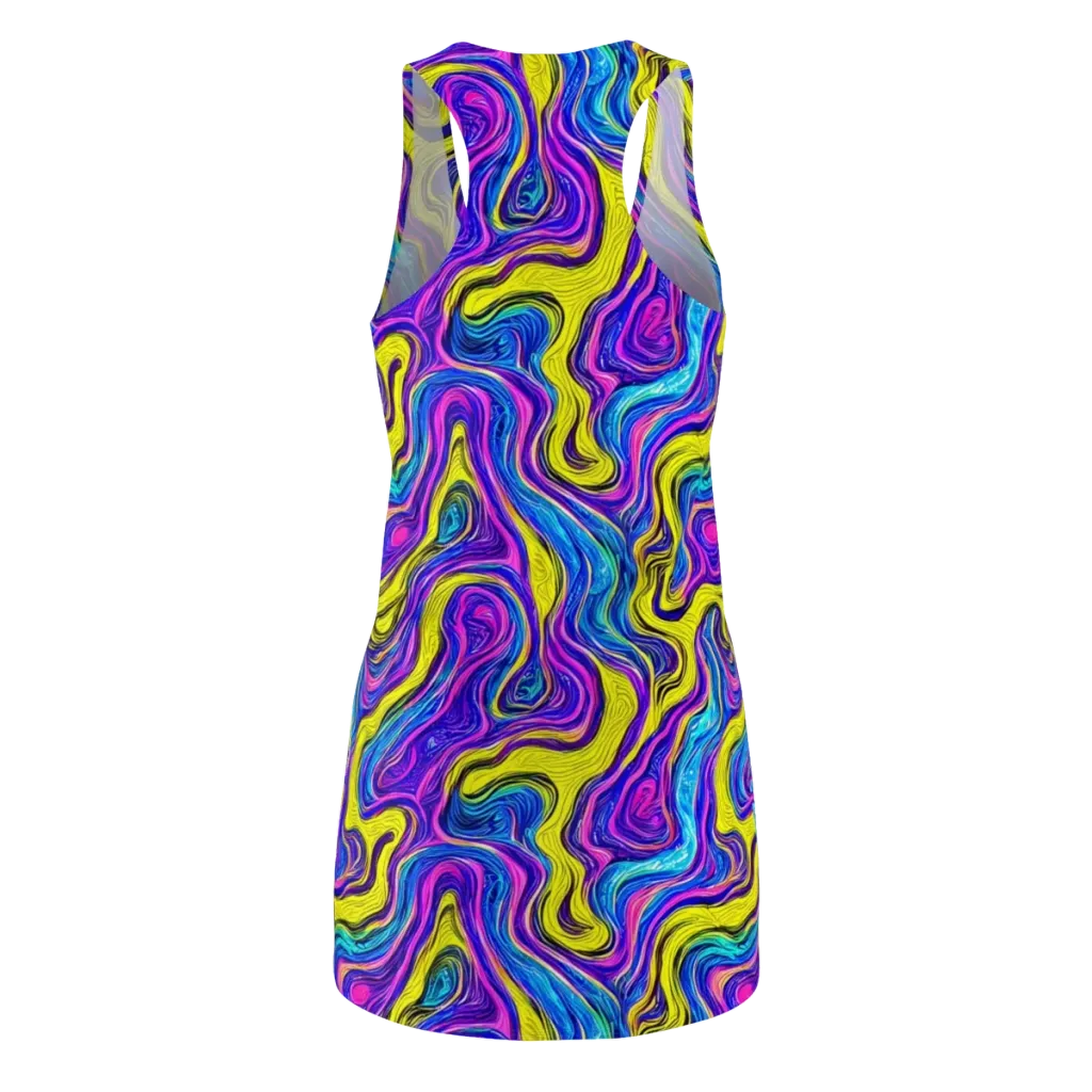 Vivid Whirl on Racerback Dress — Back