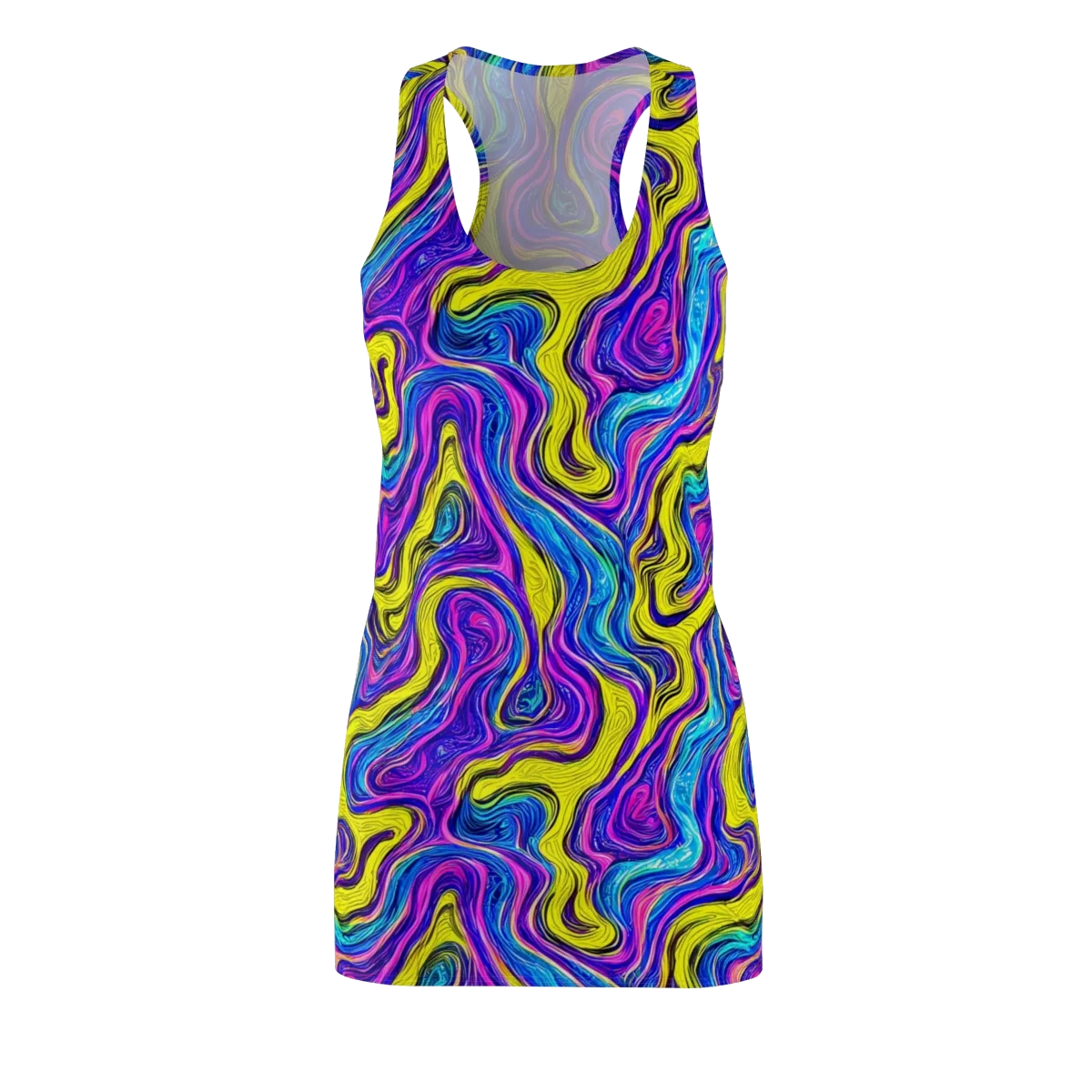 Vivid Whirl on Racerback Dress — Front